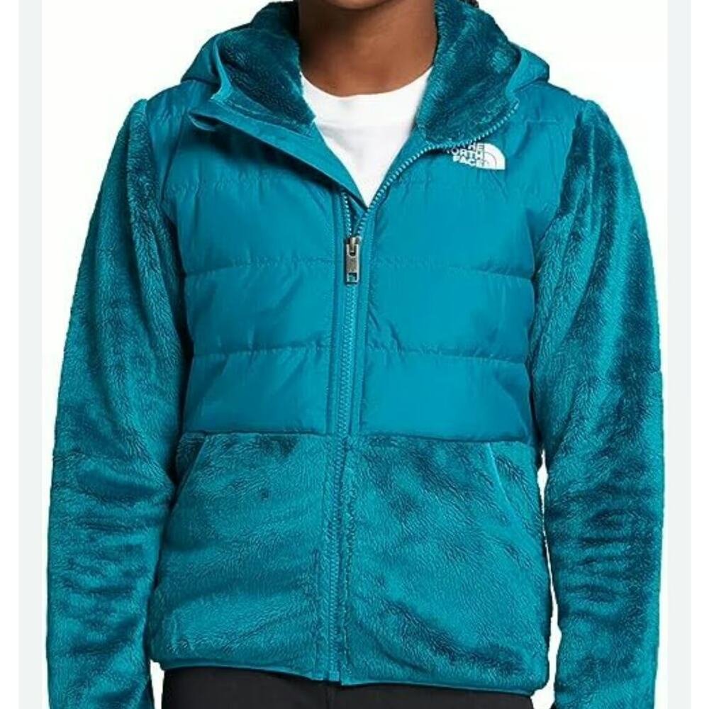 The North Face Girls Teal Fleece Puffer Hoodie L 12